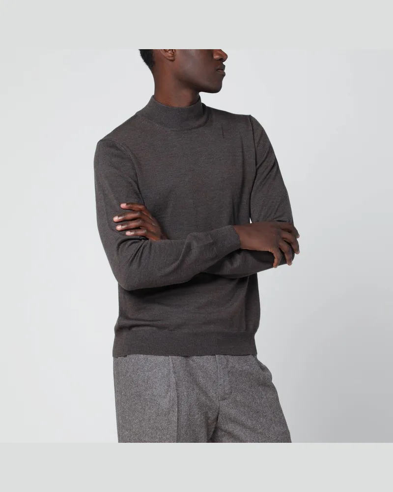Tagliatore Taupefarbener Rollkragenpullover aus Wolle Braun