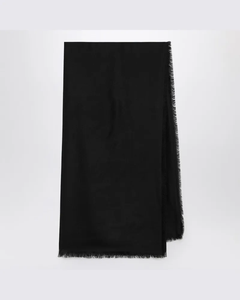 Gucci Schwarzer GG-Schal aus Wolle und Seide in Jacquard Schwarz