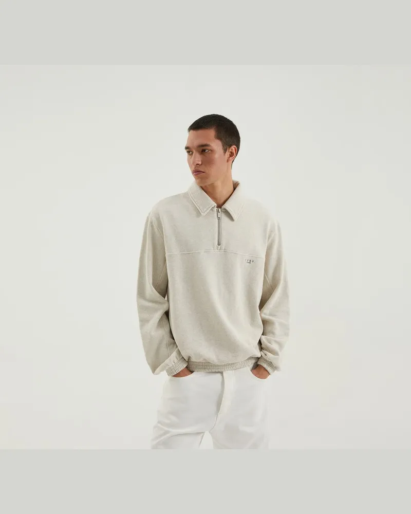 1989 STUDIO JP Halbzip Sweatshirt Hellcreme Beige