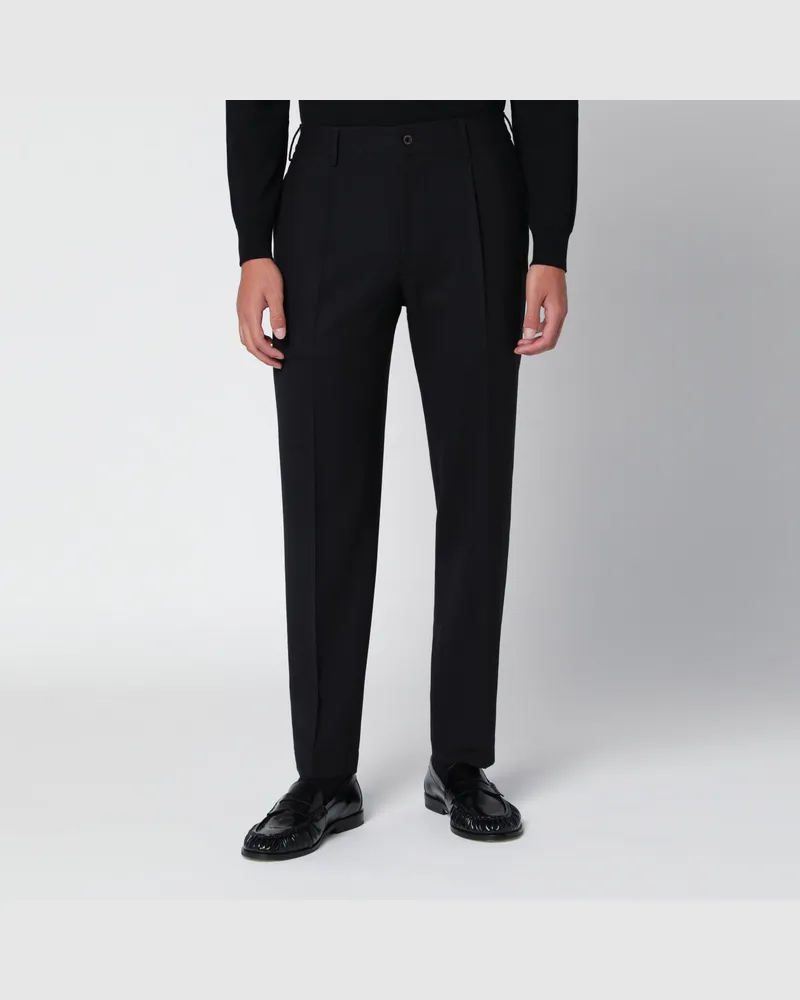 Biagio Santaniello Schwarze Hose aus Wollmischung Black