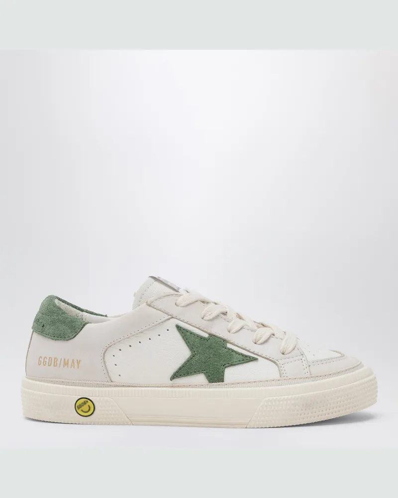 Golden Goose Super-Star-Sneaker aus weiß/beigem Leder und grünem Wildleder Green