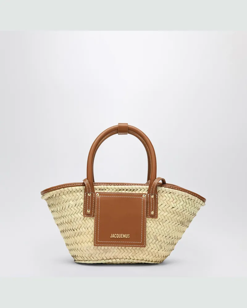 Jacquemus Braune Tasche Le petit panier Soli aus Raffia-Bast Brown