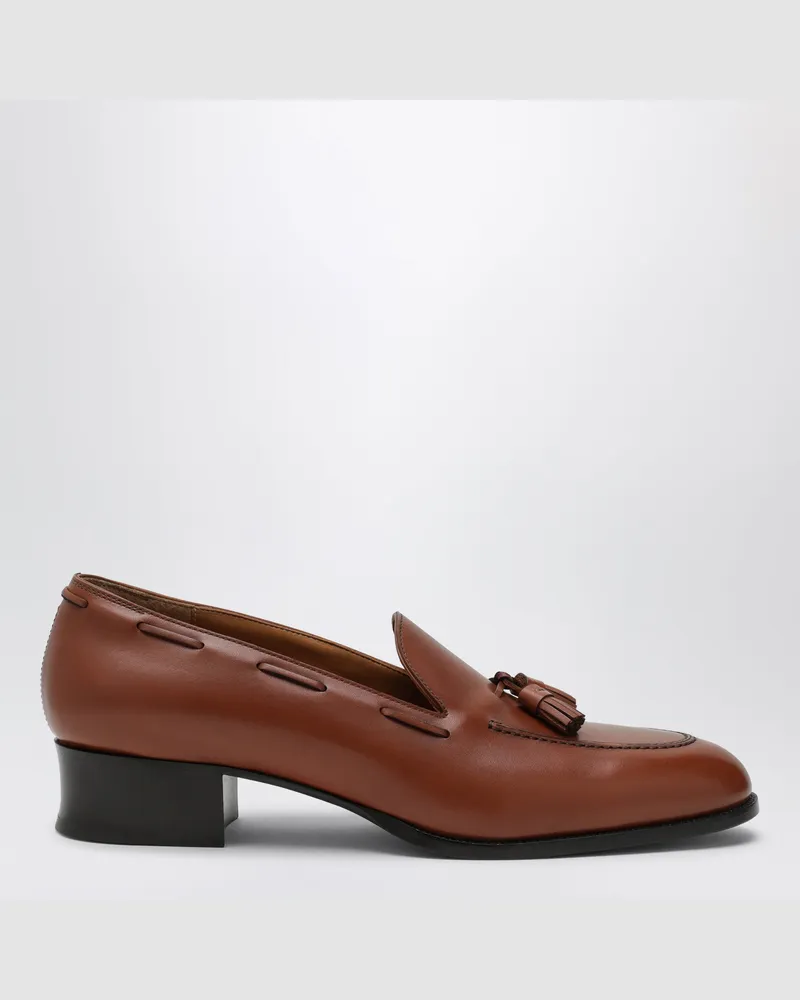 Loro Piana Serge Tassel Honey Lederslipper Brown