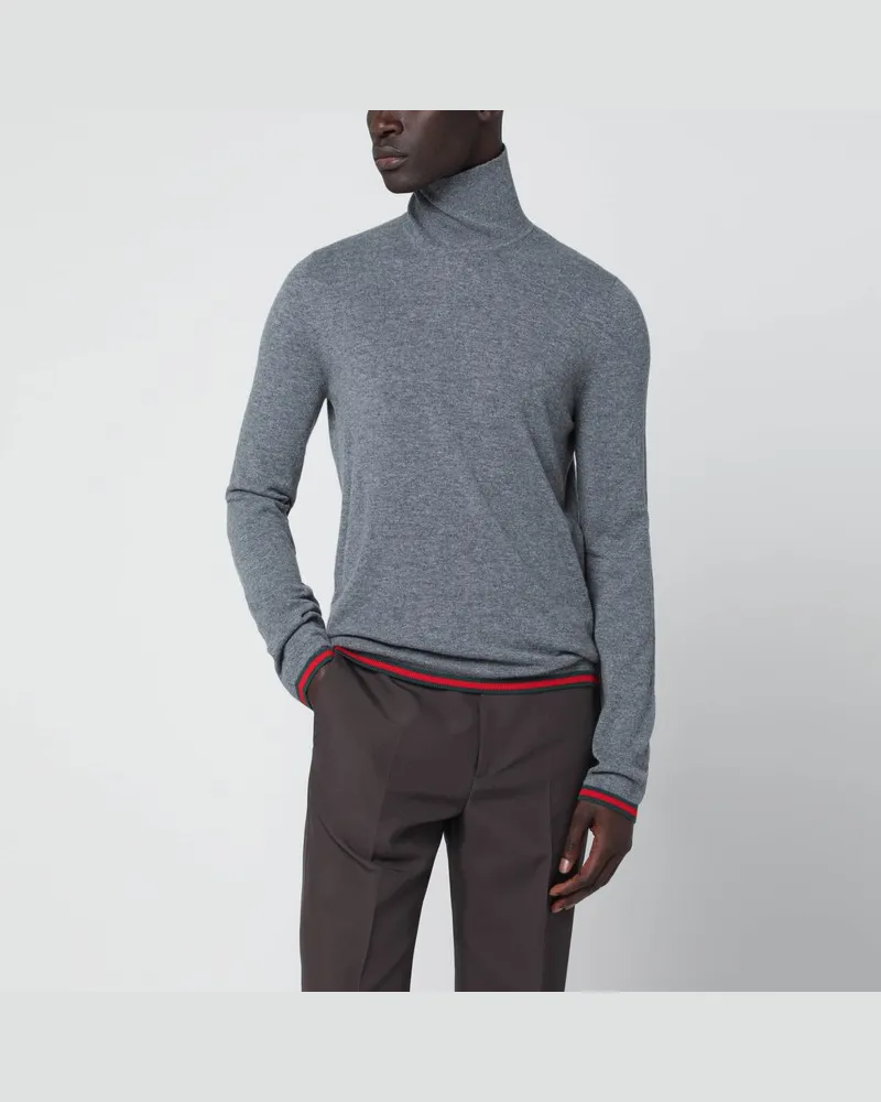 Gucci Grauer Rollkragenpullover aus Kaschmir Mehrfarbig