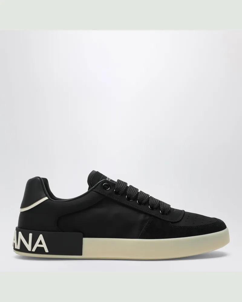 Dolce & Gabbana Portofino Sneaker aus Leder und Nylon in Schwarz Black