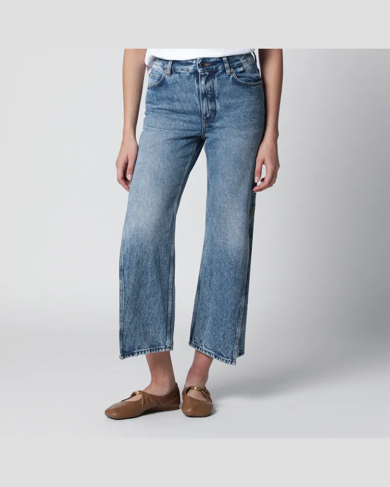 Loewe Cropped Schlagjeans in Mittelblau Blue