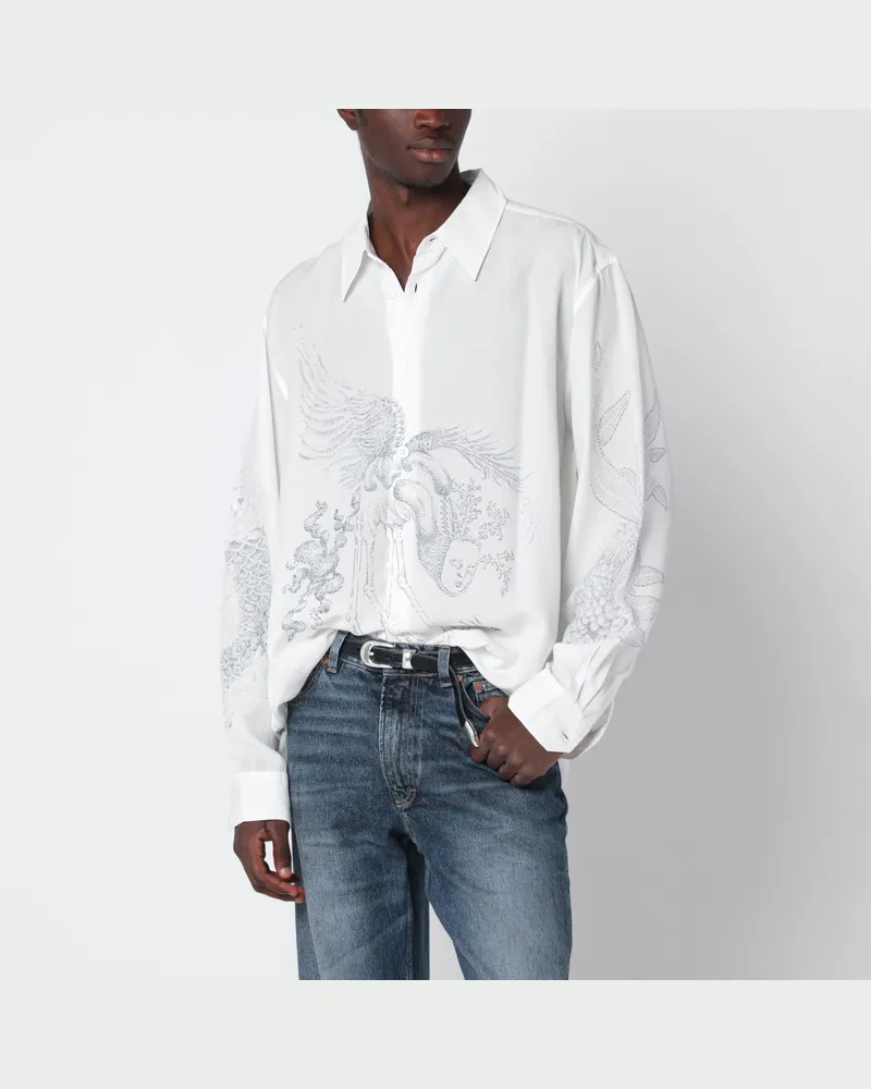 Our Legacy Weißes Beyond Hemd aus bedrucktem Lyocell White