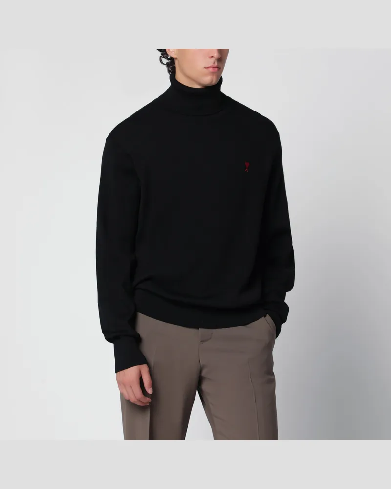 AMI Paris Ami De Coeur Rollkragenpullover in Schwarz Black