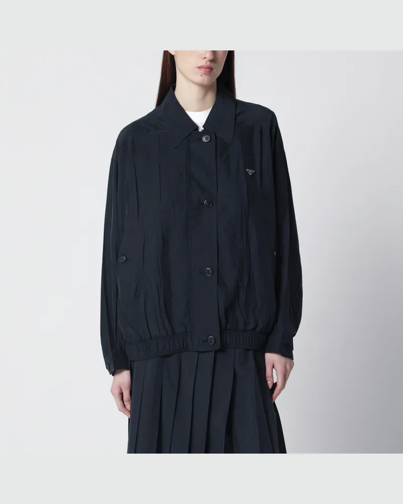 Prada Blauer Seidenblouson Blue