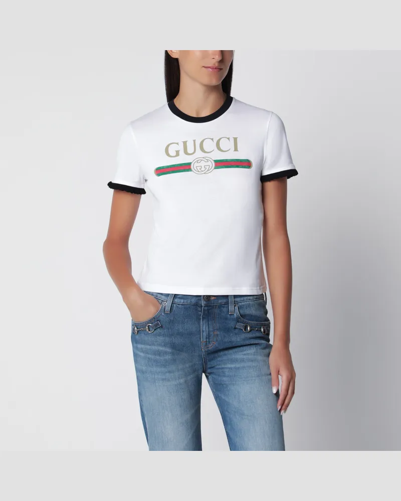 Gucci Weißes T-Shirt aus Baumwolljersey White