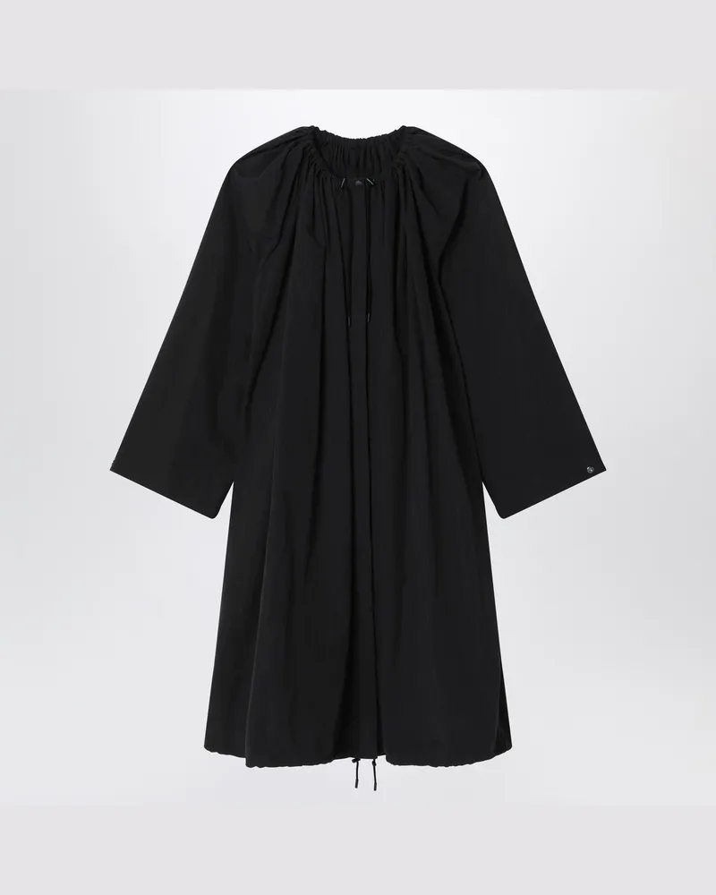 Totême Schwarzer gekräuselter Mantel aus Baumwollmischung Black