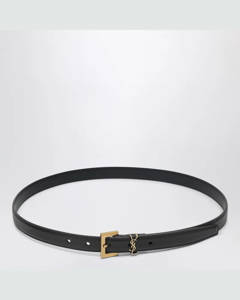 Saint Laurent Schwarzer Cassandre-Gürtel aus Leder Black