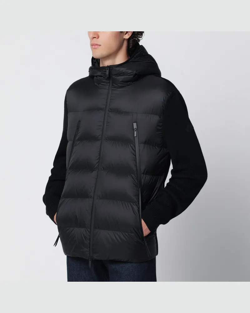 Moncler Schwarzer gepolsterter Cardigan mit Kapuze Black