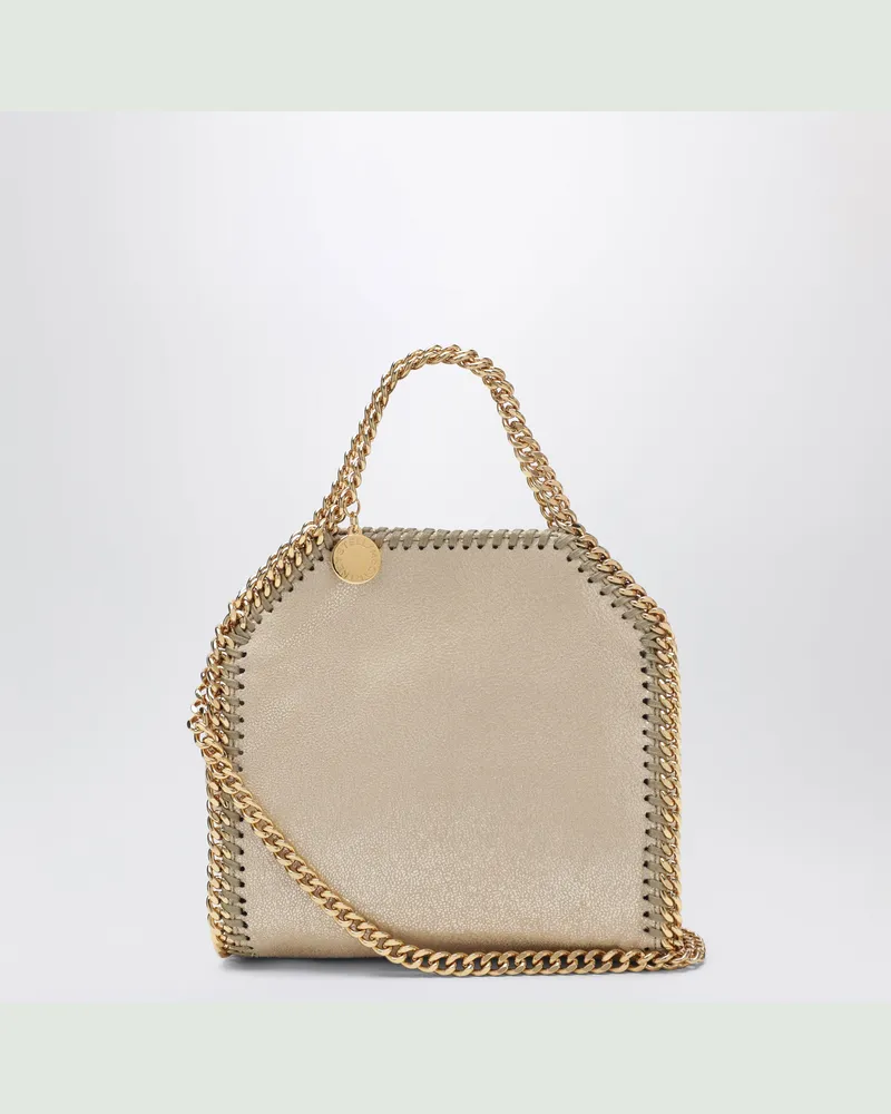Stella McCartney Pyritfarbene Micro Falabella Tote Bag mit Metallic-Finish Metal