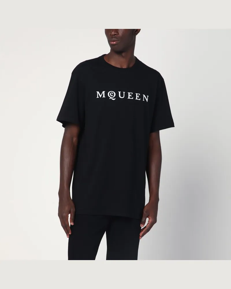 Alexander McQueen Schwarzes T-Shirt aus Baumwolljersey Schwarz