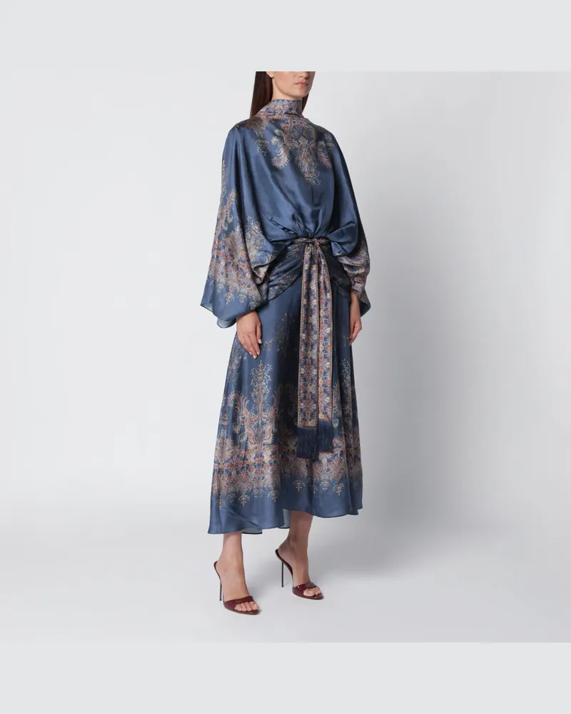 Zimmermann Valiant marineblaues langes Seidenkleid Blue