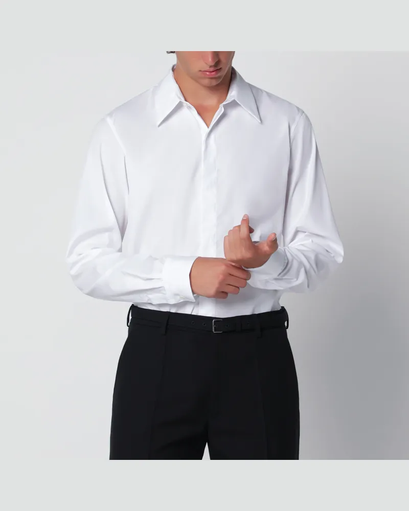 Dries van Noten Weißes Hemd aus Baumwollpopeline White