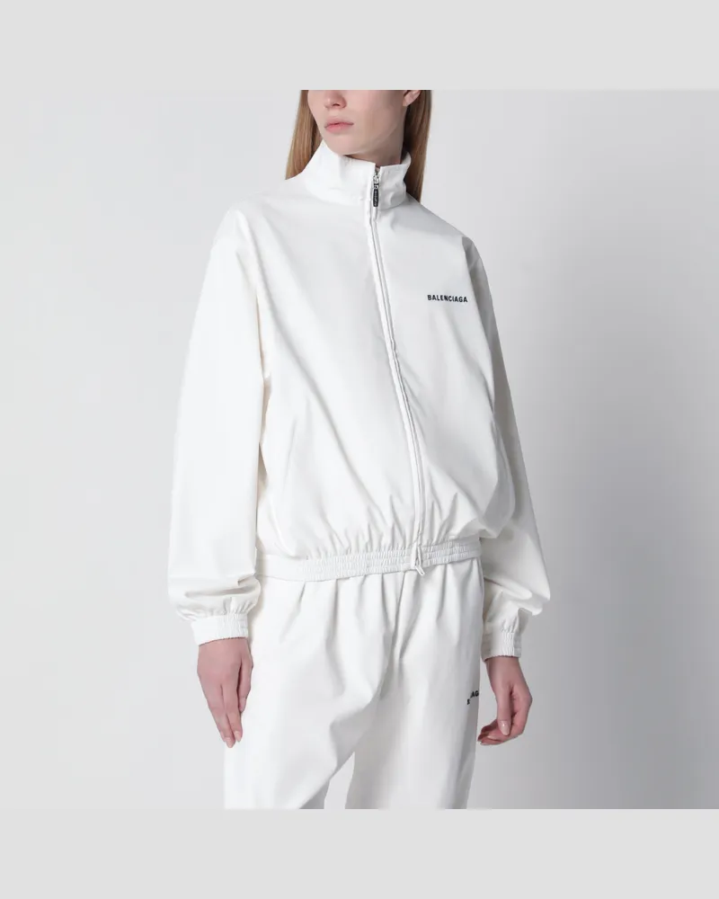 Balenciaga Trainingsjacke Back mit Stehkragen aus Polyester in Weiß White
