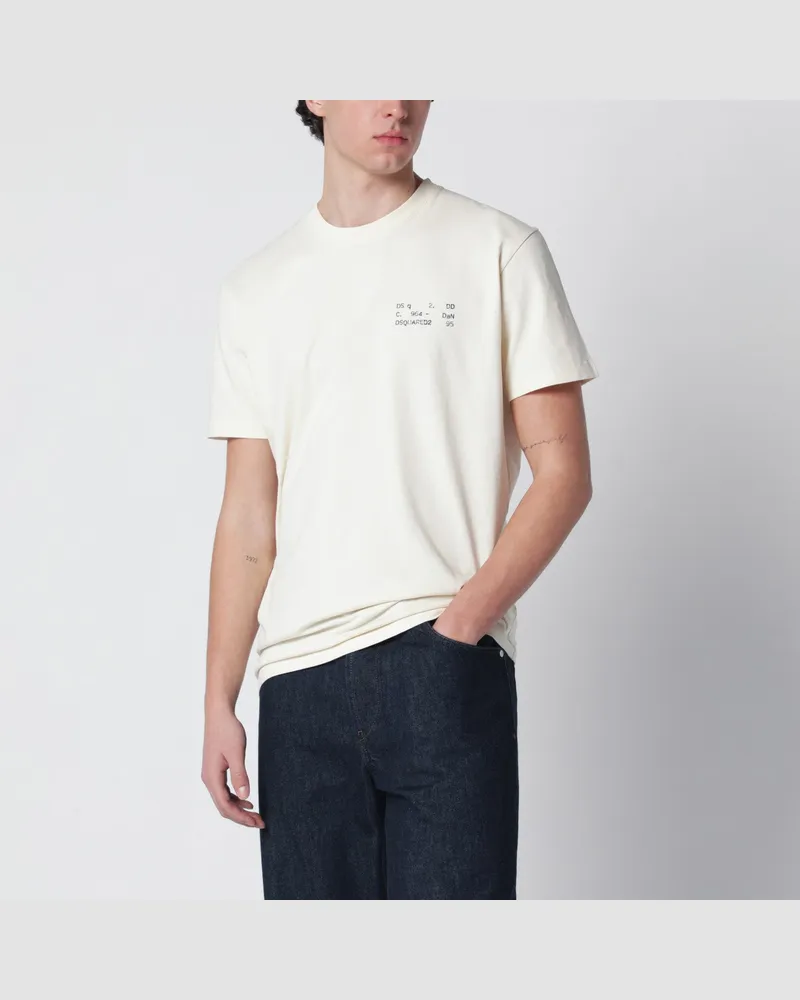 Dsquared2 Elfenbeinfarbenes T-Shirt mit Logodruck White