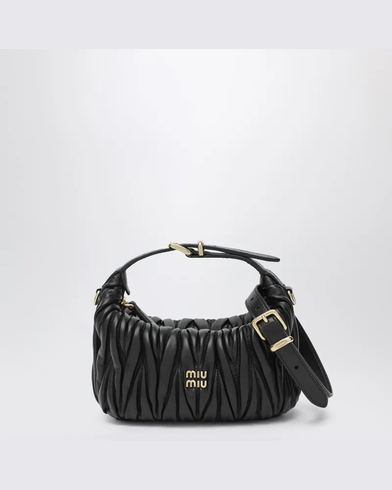 Miu Miu Schwarze Pouch aus matelassé Nappaleder Schwarz