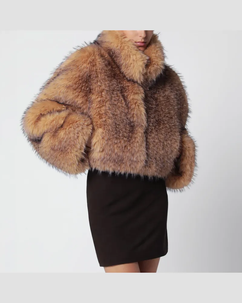 ROTATE Birger Christensen Kurze Jacke aus beigem Kunstpelz Beige
