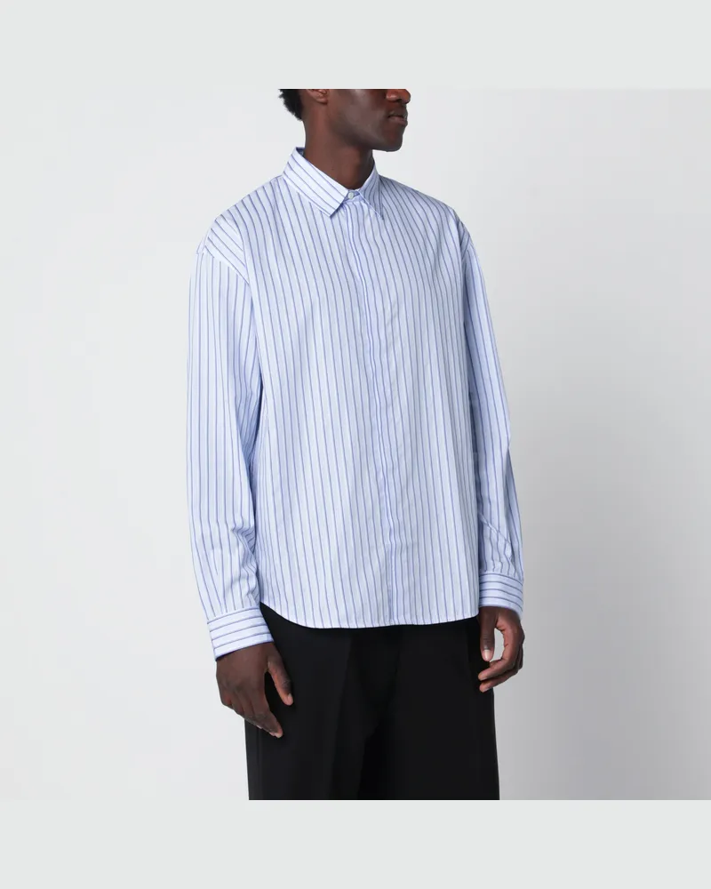 Jacquemus Simon blau gestreiftes Baumwollhemd Light
