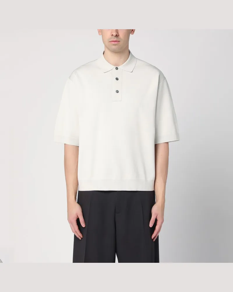 Studio Nicholson Eisfarbenes Kurzarm-Poloshirt Weiß
