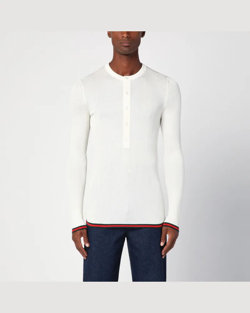 Gucci Weißer Pullover aus Seide mit Webband White