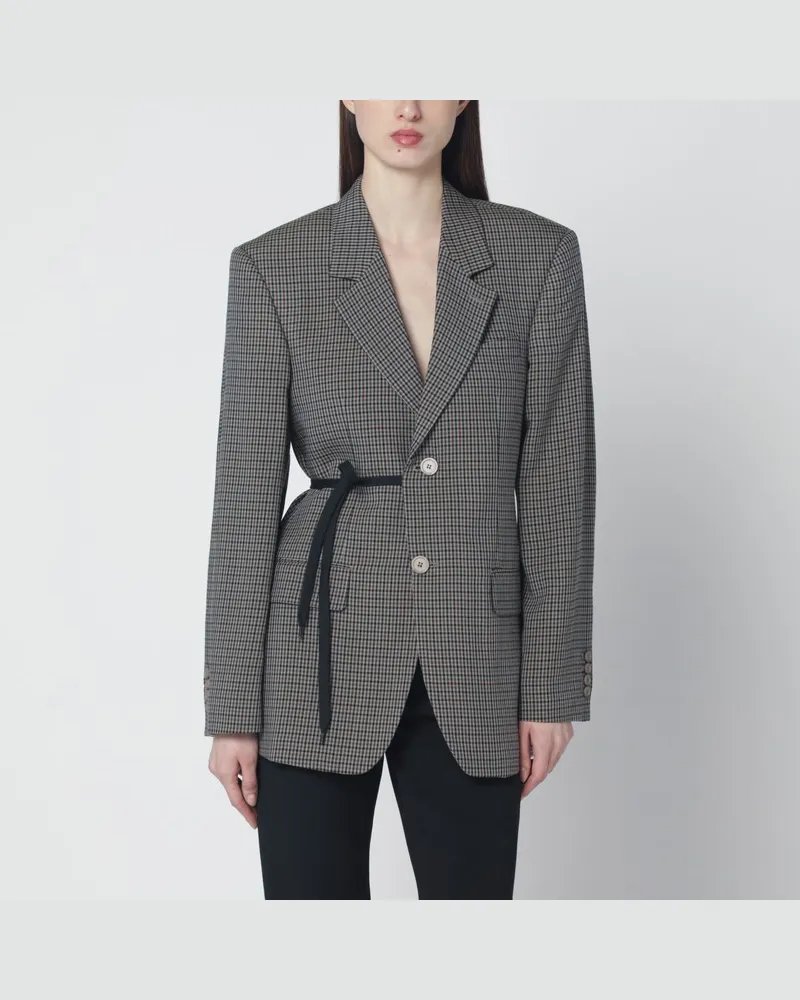 Balenciaga Jacke mit Vichy-Muster und seitlichem Schnürdetail Grün