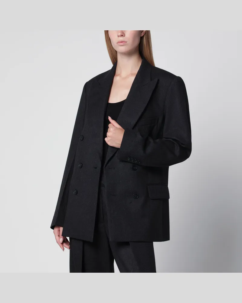Victoria Beckham Dunkelgraue doppelreihige Jacke aus Wolle Grey