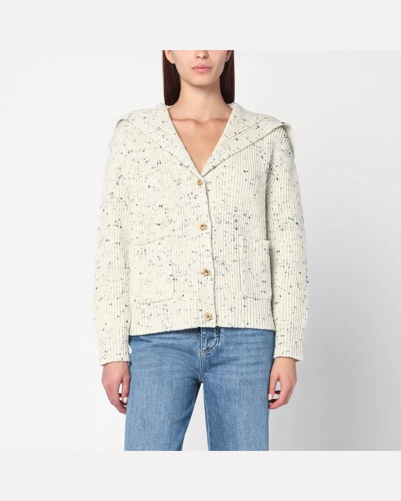 Bottega Veneta Cardigan aus englischer Rippstrickwolle Grau