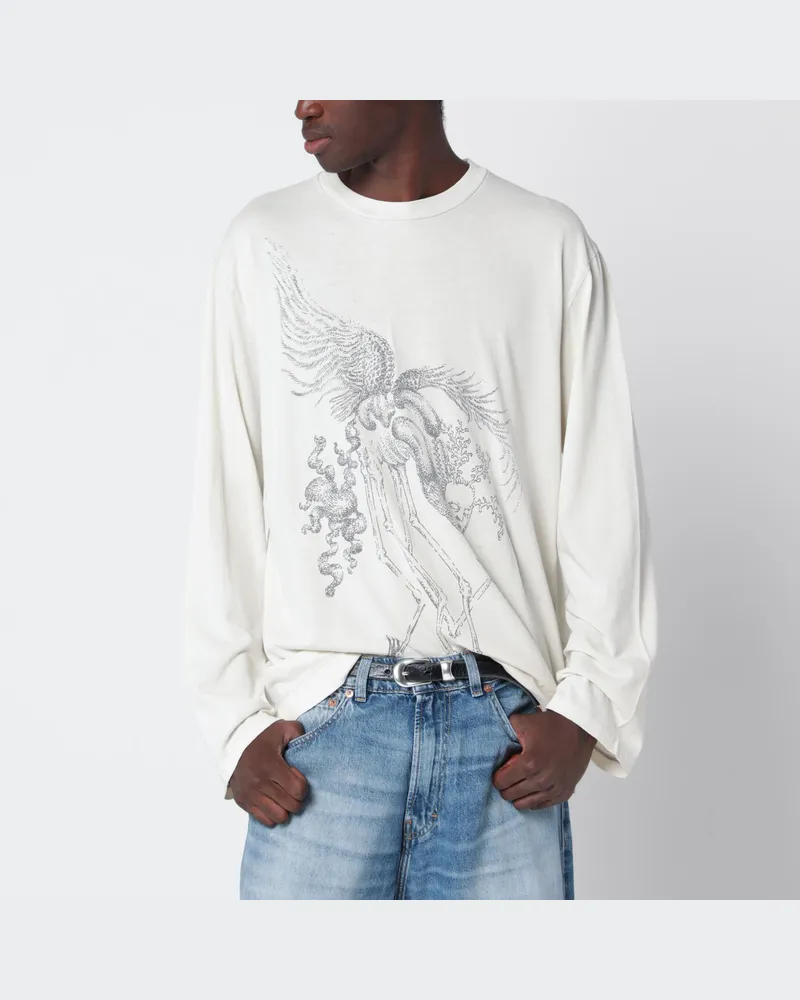 Our Legacy Box Langarm-T-Shirt aus Baumwolle White
