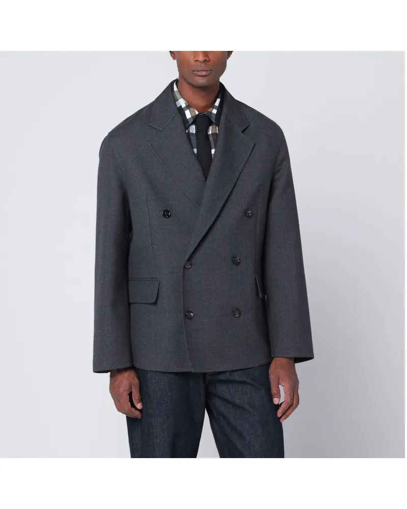 Bottega Veneta Graues zweireihiges Wolljackett Grey
