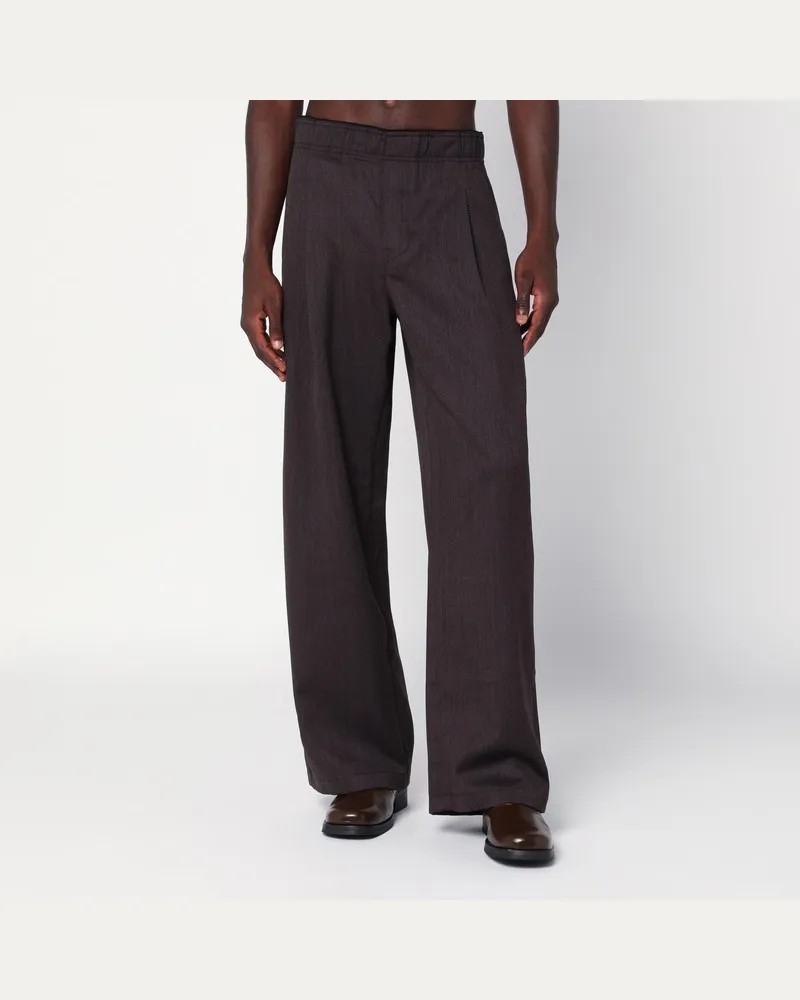Our Legacy Weite braune Hose aus Wolle Schwarz