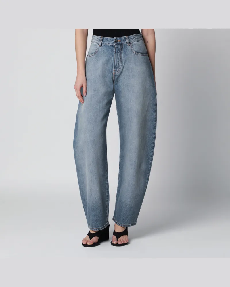 Alaïa Jeans mit gebogenem Bein aus Raw-Denim in Blau Blue
