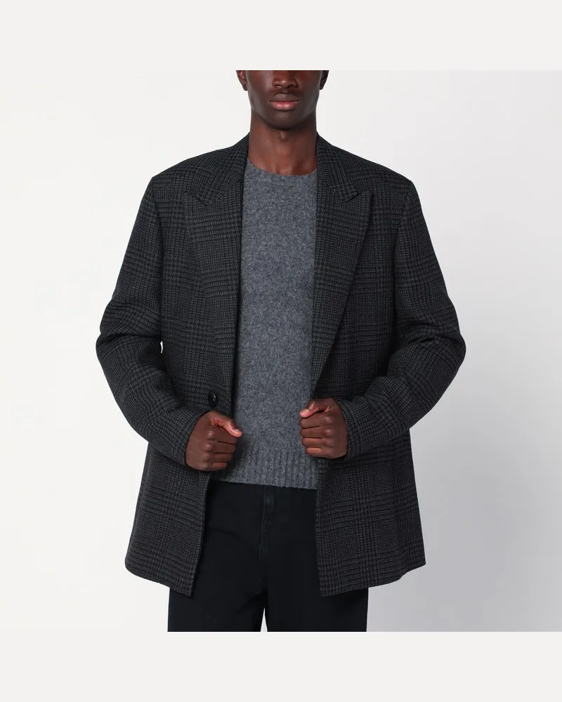 Namacheko Schwarze Jacke aus meliertem Prince-of-Wales-Karostoff Grau
