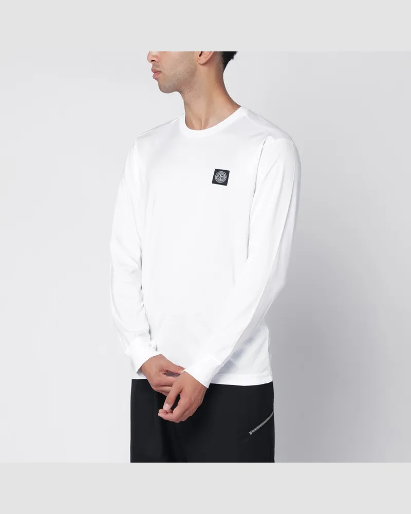 Stone Island Weißer Pullover mit Compass-Logo-Patch Weiß