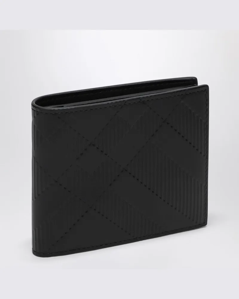 Burberry Schwarzes Bifold-Portemonnaie mit Karomuster aus Leder Schwarz