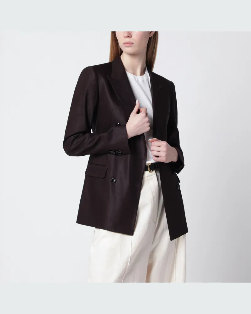 Tagliatore Doppelreihiger Blazer Parigi aus braunem Leinenmix Brown