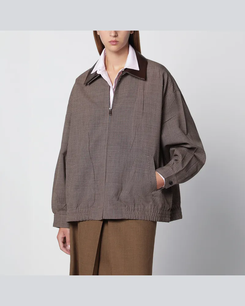 Prada Blouson aus Hahnentritt-Wolle in Tabakfarben Brown