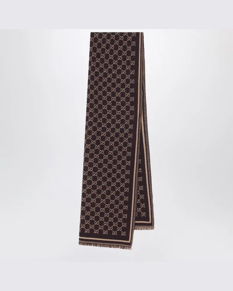Gucci GG Wollschal Kaffee/Beige Braun
