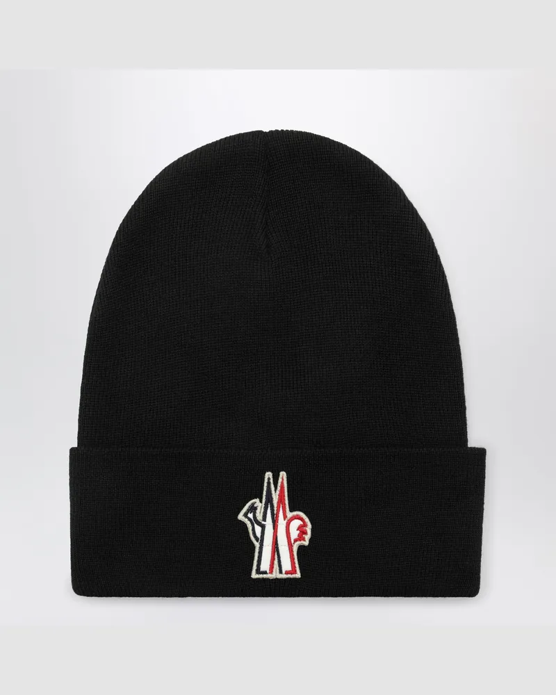 Moncler Schwarze Mütze aus Wolle Black