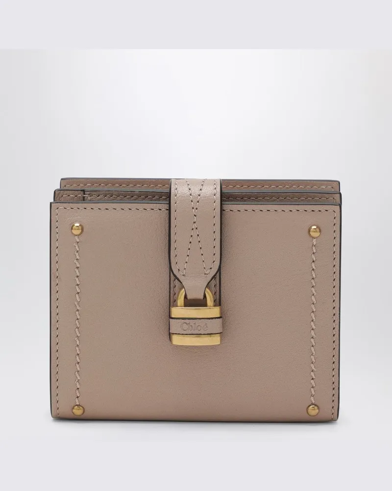 Chloé Quadratisches Paddington Portemonnaie aus rosafarbenem Leder Rosa