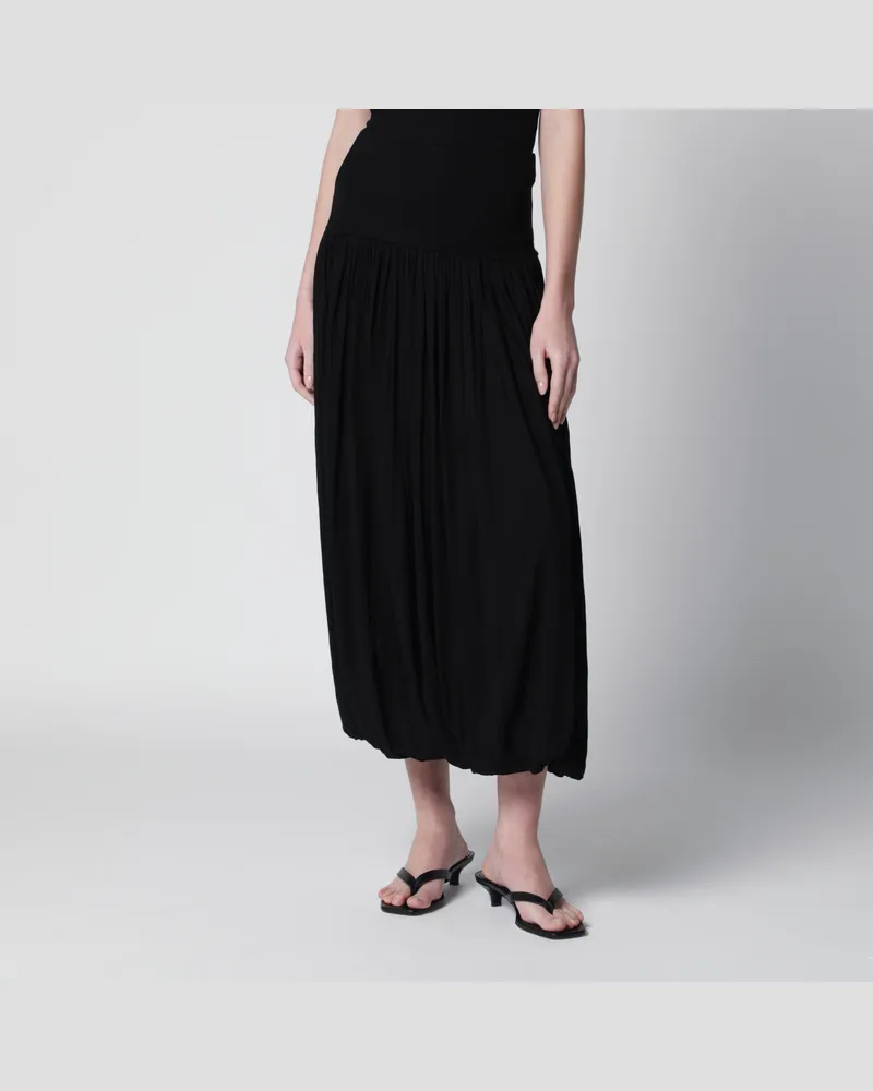 Totême Rock Soft Gathered Skirt mit Falten aus Viskose, schwarz Black