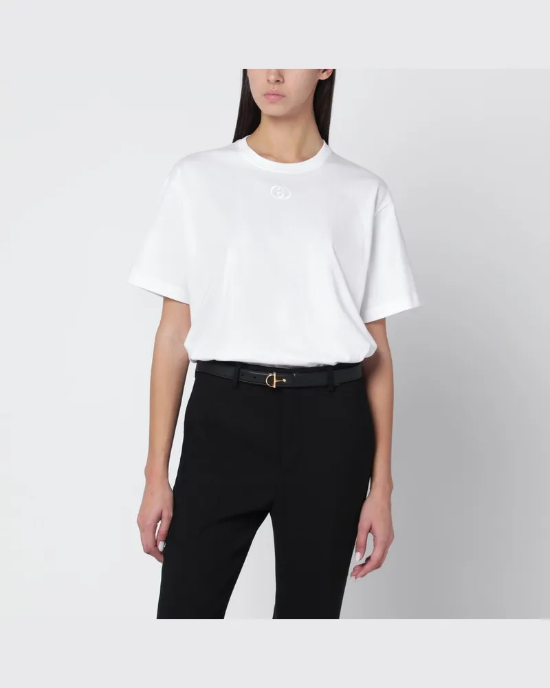 Gucci Weißes T-Shirt aus Baumwolljersey Weiß