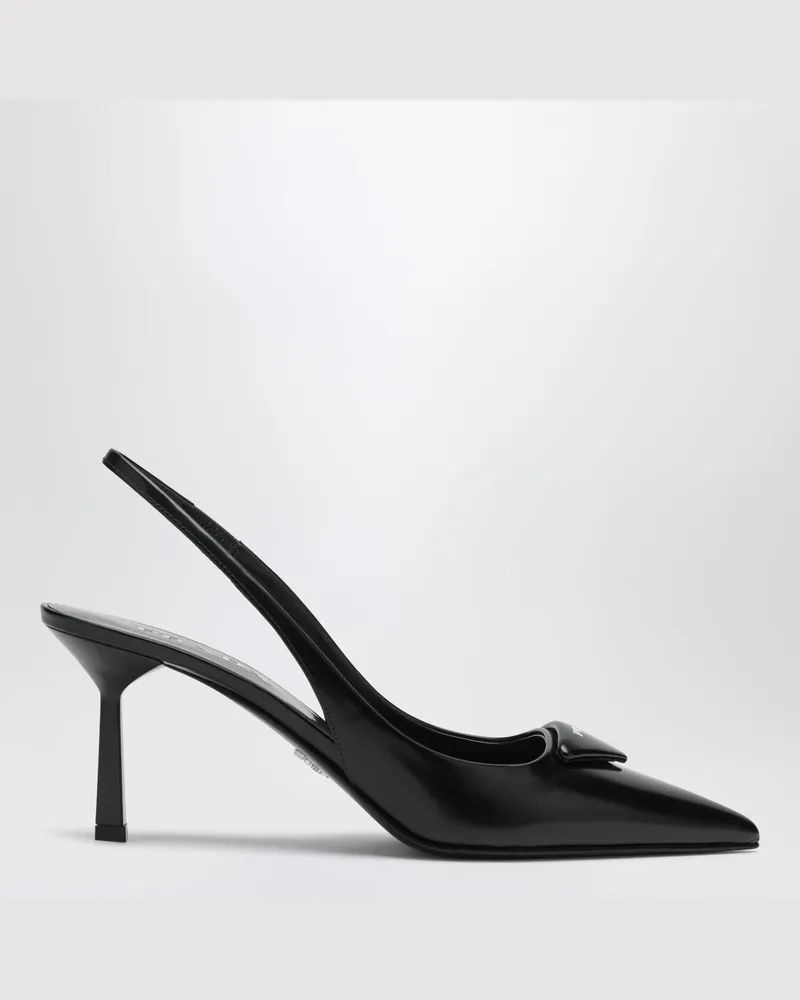 Prada Slingback-Pumps aus gebürstetem schwarzem Leder Black