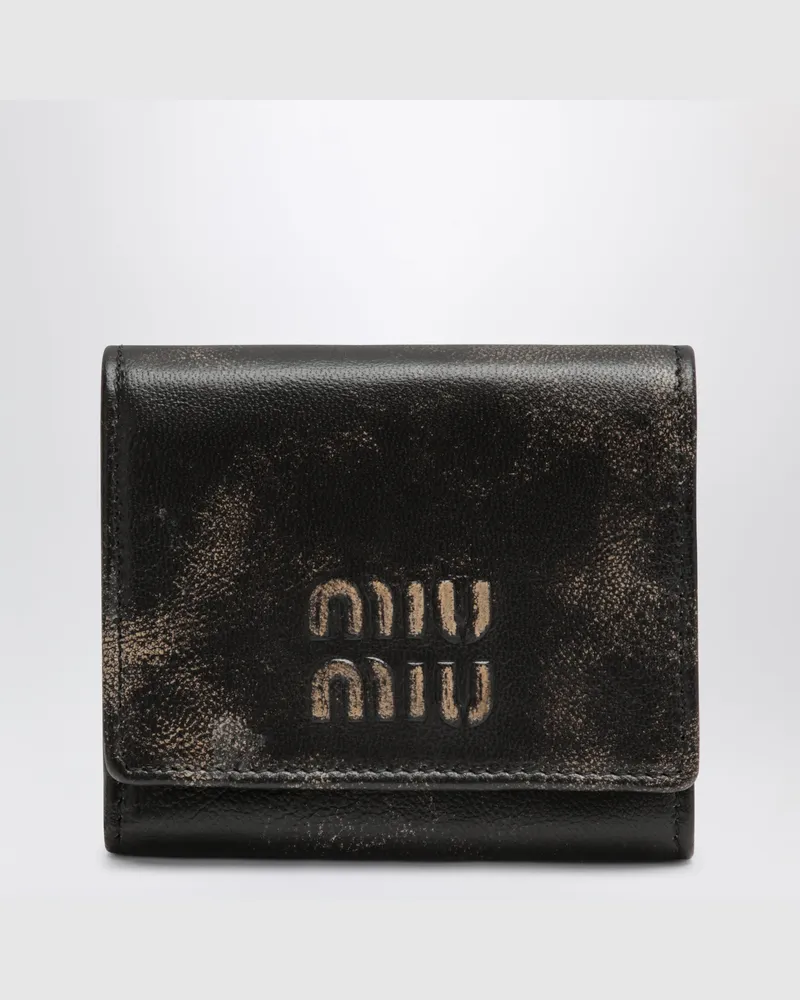 Miu Miu Dreifach-Geldbörse in Kaffeefarbe mit Vintage-Optik Brown