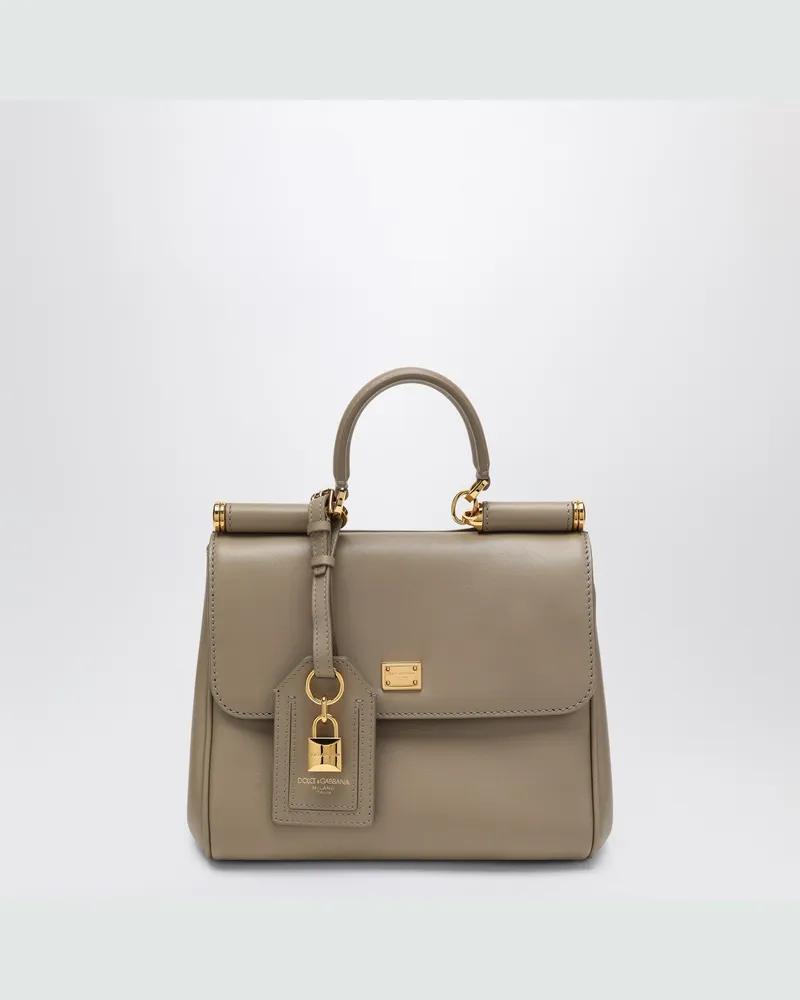 Dolce & Gabbana Schultertasche Meine Sizilien aus schwarzem Leder Brown