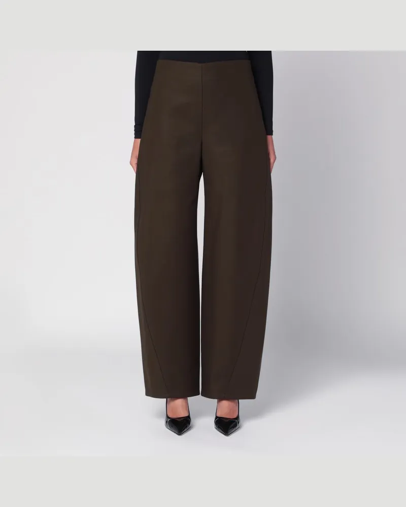Alaïa Weite olivgrüne Hose Grün