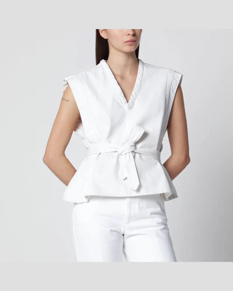 Christophe Lemaire Weiße Chasuble-Hemd aus gebleichtem Denim White